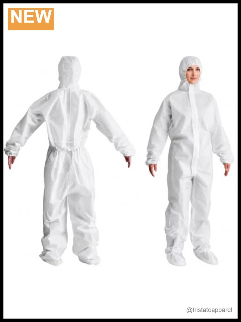 Hooded Full Body Coverall Suit Elastic Wrists Ankles Painting Cleaning